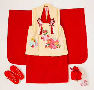 三つ身被布セット　被布：宝尽くし　花